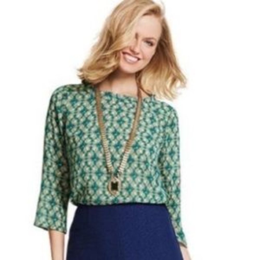CAbi Jade leaf print top small 3069